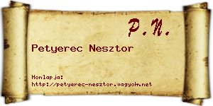 Petyerec Nesztor névjegykártya